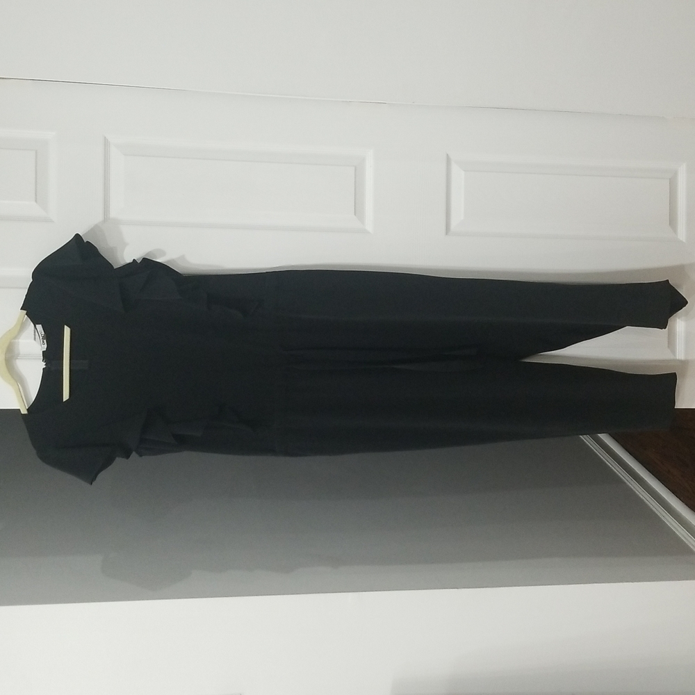 DKNYC Ruffled Sleeveless  Drawstring Waist Black Jumpsuit